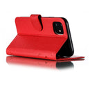 Feather Pattern Litchi Texture Horizontal Flip Leather Case with Wallet & Holder & Card Slots For iPhone 11(Red)
