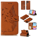 Feather Pattern Litchi Texture Horizontal Flip Leather Case with Wallet & Holder & Card Slots For iPhone 11(Brown)