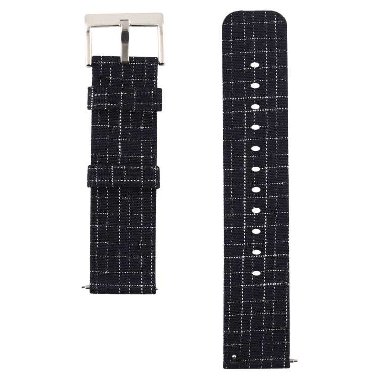 Simple Fashion Canvas Watch Band for Fitbit Versa / Versa 2(Black Silver)