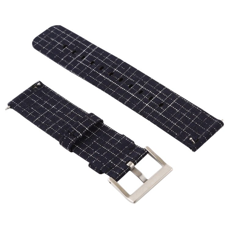 Simple Fashion Canvas Watch Band for Fitbit Versa / Versa 2(Black Silver)