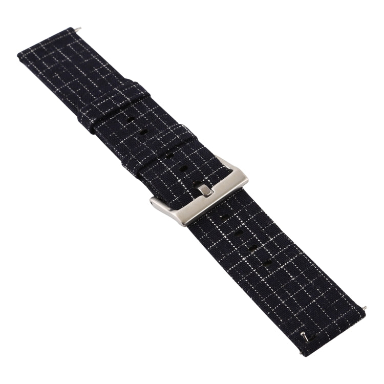 Simple Fashion Canvas Watch Band for Fitbit Versa / Versa 2(Black Silver)