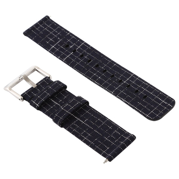 Simple Fashion Canvas Watch Band for Fitbit Versa / Versa 2(Black Silver)