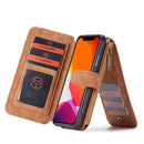 CaseMe-007 Detachable Multifunctional Horizontal Flip Leather Case with Card Slot & Holder & Zipper Wallet & Photo Frame For iPhone 11(Brown)