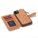CaseMe-007 Detachable Multifunctional Horizontal Flip Leather Case with Card Slot & Holder & Zipper Wallet & Photo Frame For iPhone 11(Brown)