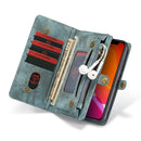 CaseMe-008 Detachable Multifunctional Horizontal Flip Leather Case with Card Slot & Holder & Zipper Wallet & Photo Frame For iPhone 11(Blue)