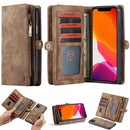 CaseMe-008 Detachable Multifunctional Horizontal Flip Leather Case with Card Slot & Holder & Zipper Wallet & Photo Frame For iPhone 11(Brown)