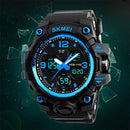 SKMEI 1155B Multifunctional Men Outdoor Sports Noctilucent Waterproof Large Dial Wrist Watch(Grey Black)