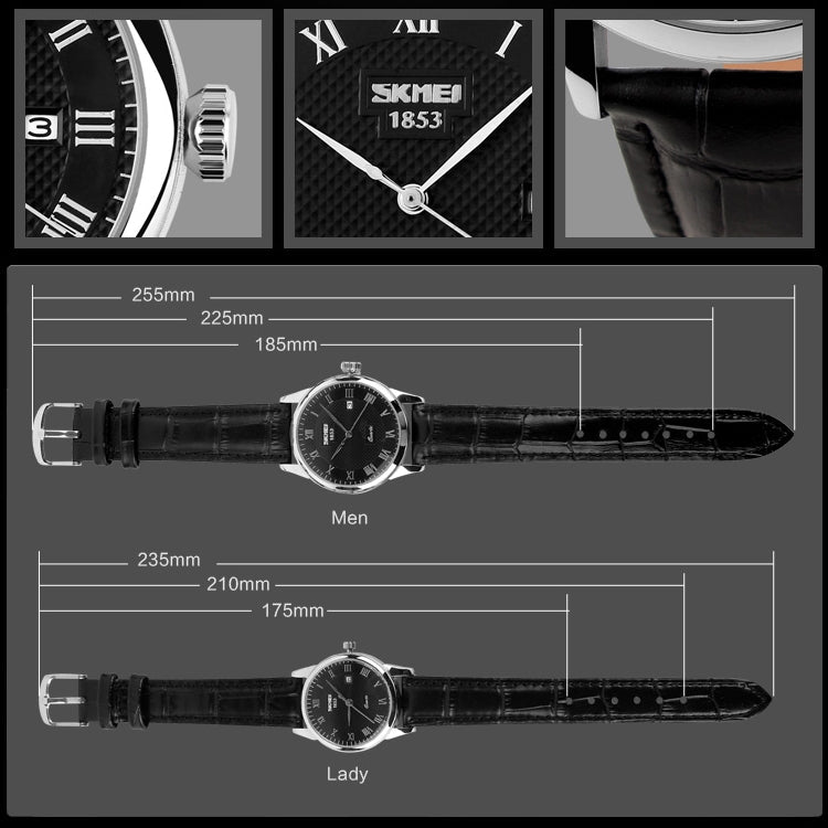 SKMEI 9058 Multifunctional Outdoor Fashion Waterproof Gold Shell Quartz Wrist Watch(Men Style Silver Face Brown Strap)