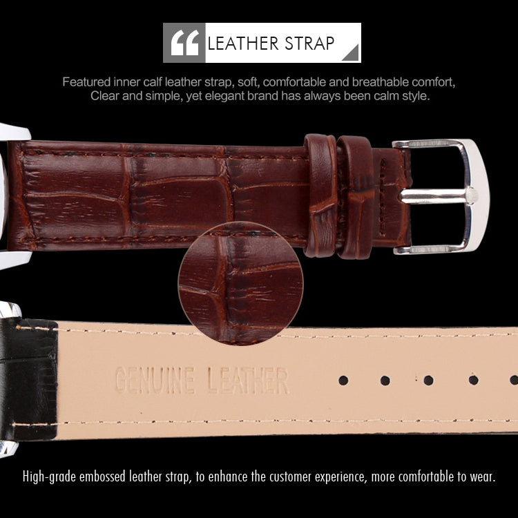 SKMEI 9058 Multifunctional Outdoor Fashion Waterproof Gold Shell Quartz Wrist Watch(Men Style Silver Face Brown Strap)