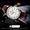 SKMEI 9058 Multifunctional Outdoor Fashion Waterproof Gold Shell Quartz Wrist Watch(Men Style Silver Face Brown Strap)
