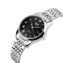 SKMEI 9058 Multifunctional Outdoor Fashion Waterproof Steel Strip Quartz Wrist Watch(Women Style Black)