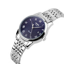 SKMEI 9058 Multifunctional Outdoor Fashion Waterproof Steel Strip Quartz Wrist Watch(Women Style Blue)