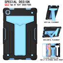 For Samsung Galaxy Tab A7 10.4 (2020) T-shaped Bracket Contrast Color Shockproof PC + Silicone Protective Case(Black+Blue)