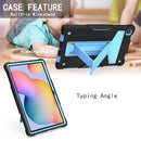 For Samsung Galaxy Tab A7 10.4 (2020) T-shaped Bracket Contrast Color Shockproof PC + Silicone Protective Case(Black+Blue)