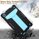 For Samsung Galaxy Tab A7 10.4 (2020) T-shaped Bracket Contrast Color Shockproof PC + Silicone Protective Case(Black+Blue)