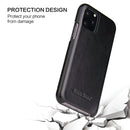 Fierre Shann Business Magnetic Horizontal Flip Genuine Leather Case For iPhone 11(Black)