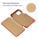 Fierre Shann Business Magnetic Horizontal Flip Genuine Leather Case For iPhone 11(Red)