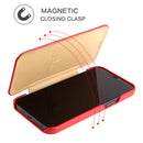 Fierre Shann Business Magnetic Horizontal Flip Genuine Leather Case For iPhone 12 mini(Red)