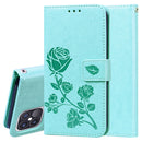 Rose Embossed Horizontal Flip PU Leather Case with Holder & Card Slots & Wallet For iPhone 12 Pro(Green)