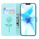 Rose Embossed Horizontal Flip PU Leather Case with Holder & Card Slots & Wallet For iPhone 12 Pro(Green)
