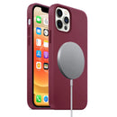 Magnetic Liquid Silicone Full Coverage Shockproof Magsafe Case with Magsafe Charging Magnet For iPhone 12 Pro Max(Wine Red)