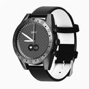 T4M 0.49 inch OLED Screen 30m Waterproof Smart Quartz Watch, Support Sleep Monitor / Heart Rate Monitor / Blood Pressure Monitor, Style: Leather Strap(Black)