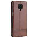 For Xiaomi Redmi Note 9 Pro / Note 9s AZNS Magnetic Calf Texture Horizontal Flip Leather Case with Card Slots & Holder & Wallet(Dark Brown)