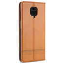 For Xiaomi Redmi Note 9 Pro / Note 9s AZNS Magnetic Calf Texture Horizontal Flip Leather Case with Card Slots & Holder & Wallet(Light Brown)