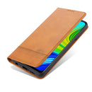 For Xiaomi Redmi Note 9 Pro / Note 9s AZNS Magnetic Calf Texture Horizontal Flip Leather Case with Card Slots & Holder & Wallet(Light Brown)