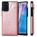 Cat Bee Embossing Pattern Shockproof Protective Case with Card Slots & Photo Frame For Samsung Galaxy Note20(Rose Gold)