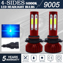 V4 9005 2 PCS DC9-36V 22W 2500LM 8000K Ice Blue Light IP68 Car LED Headlight Lamps(Red)