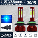 V4 9006 2 PCS DC9-36V 22W 2500LM 8000K Ice Blue Light IP68 Car LED Headlight Lamps(Red)
