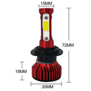 V4 H7 2 PCS DC9-36V 22W 2500LM 8000K Ice Blue Light IP68 Car LED Headlight Lamps(Red)