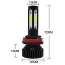 V4 H8 / H9 / H11 2 PCS DC9-36V 22W 2500LM 6000K White Light IP68 Car LED Headlight Lamps(Black)