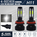 V4 H8 / H9 / H11 2 PCS DC9-36V 22W 2500LM 6000K White Light IP68 Car LED Headlight Lamps(Black)