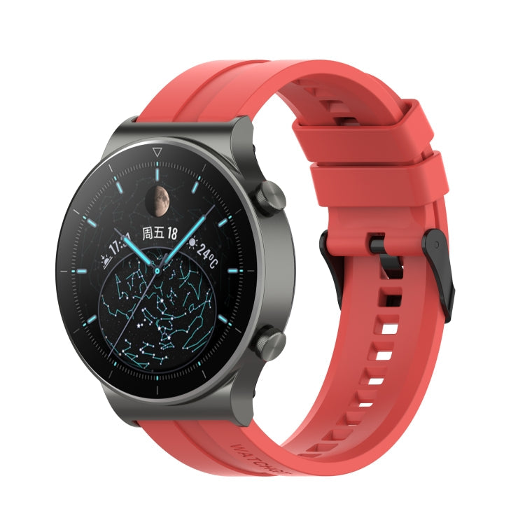 For Huawei Watch GT 2 Pro Silicone Watch Band with Black Steel Buckle(Red)