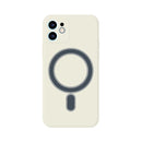 For iPhone 12 Silicone Full Coverage Shockproof Magsafe Case(White)