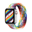 Nylon Single-turn Braided Watch Band For Apple Watch Series 7 45mm / 6 & SE & 5 & 4 44mm / 3 & 2 & 1 42mm, Length:M 155mm(Rainbow Color)