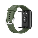 For Huawei Watch Fit Silicone Watch Band with Stainless Steel Buckle(Dark Green)