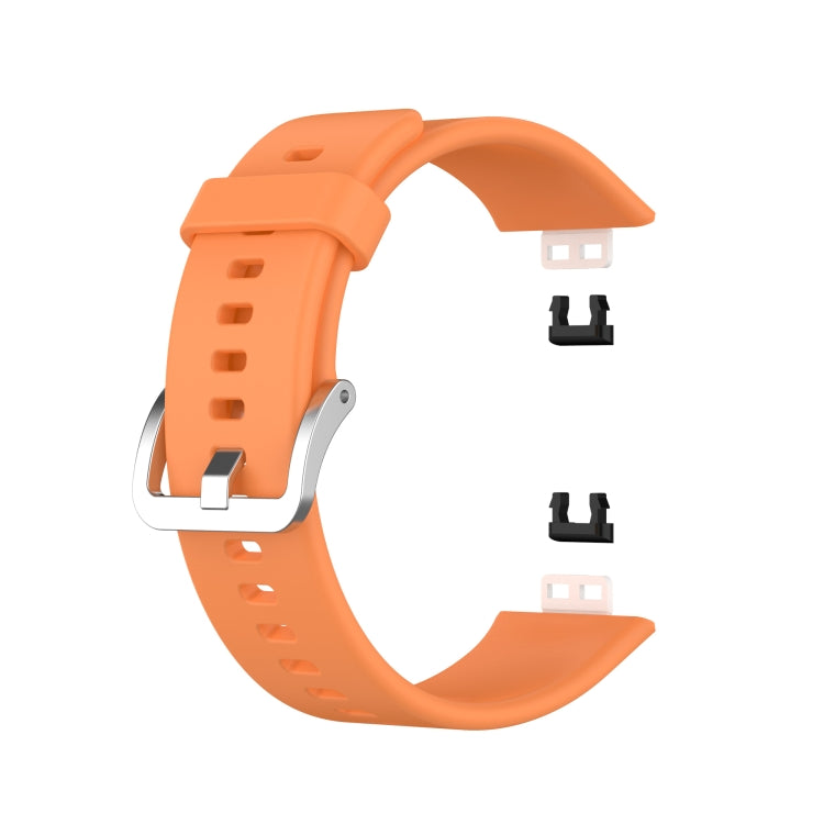 For Huawei Watch Fit Silicone Watch Band with Stainless Steel Buckle(Orange)