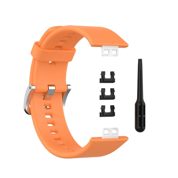 For Huawei Watch Fit Silicone Watch Band with Stainless Steel Buckle(Orange)