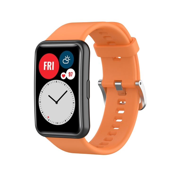 For Huawei Watch Fit Silicone Watch Band with Stainless Steel Buckle(Orange)