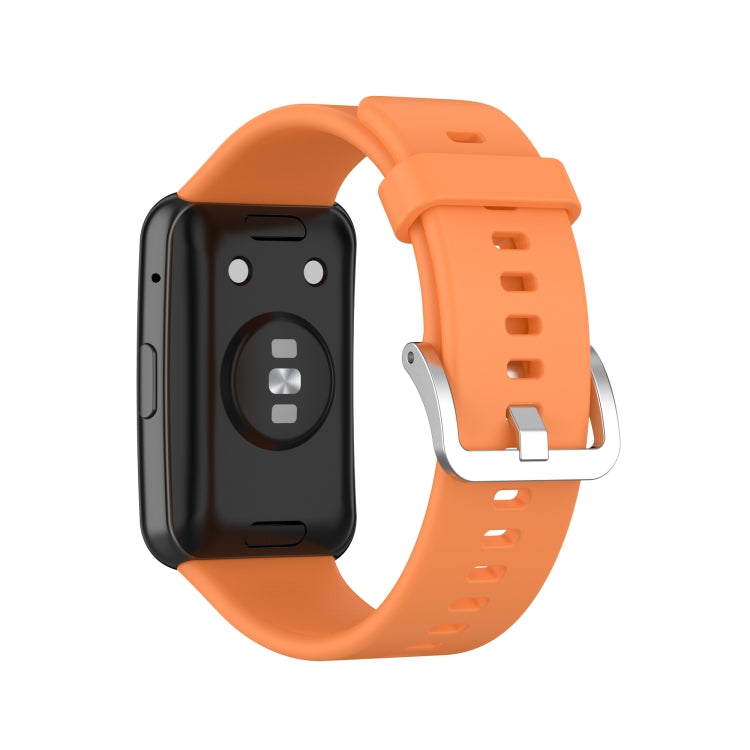 For Huawei Watch Fit Silicone Watch Band with Stainless Steel Buckle(Orange)