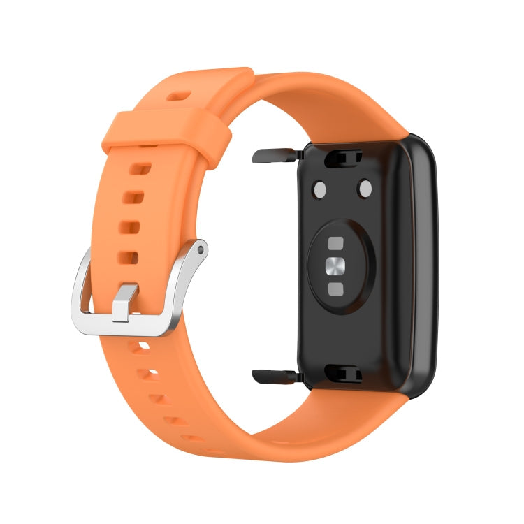 For Huawei Watch Fit Silicone Watch Band with Stainless Steel Buckle(Orange)