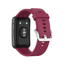 For Huawei Watch Fit Silicone Watch Band with Stainless Steel Buckle(Wine Red)