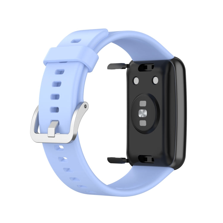 For Huawei Watch Fit Silicone Watch Band with Stainless Steel Buckle(Chrysanthemum Blue)