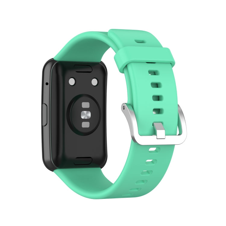 For Huawei Watch Fit Silicone Watch Band with Stainless Steel Buckle(Bright Green)
