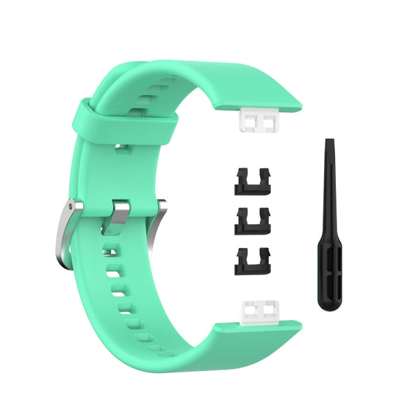 For Huawei Watch Fit Silicone Watch Band with Stainless Steel Buckle(Bright Green)