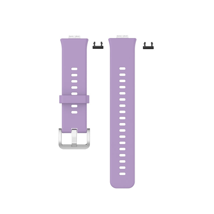 For Huawei Watch Fit Silicone Watch Band with Stainless Steel Buckle(Light Purple)