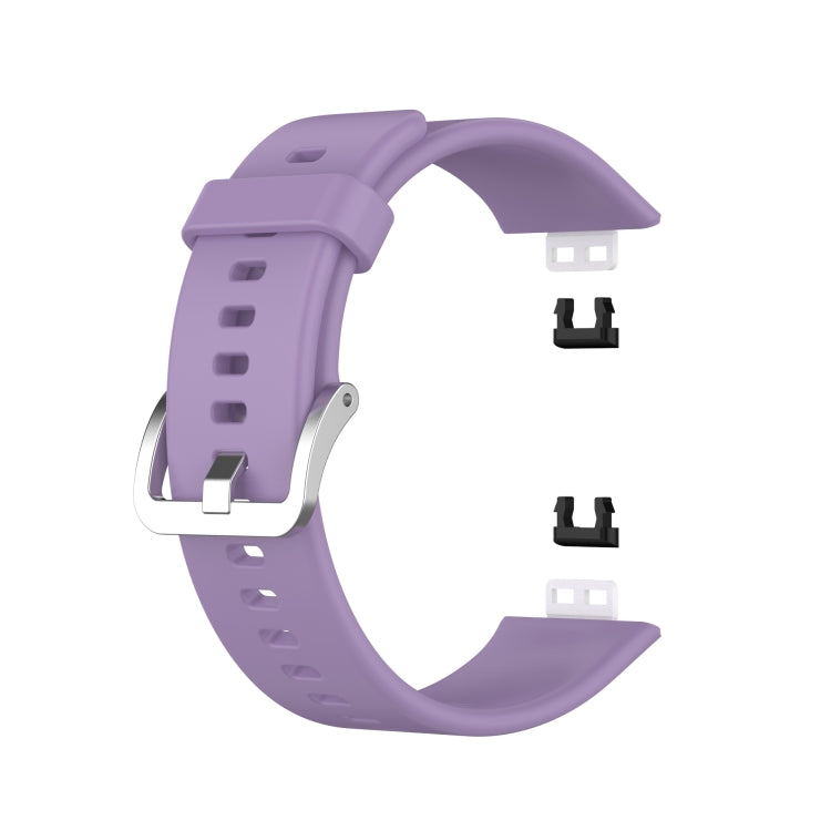 For Huawei Watch Fit Silicone Watch Band with Stainless Steel Buckle(Light Purple)